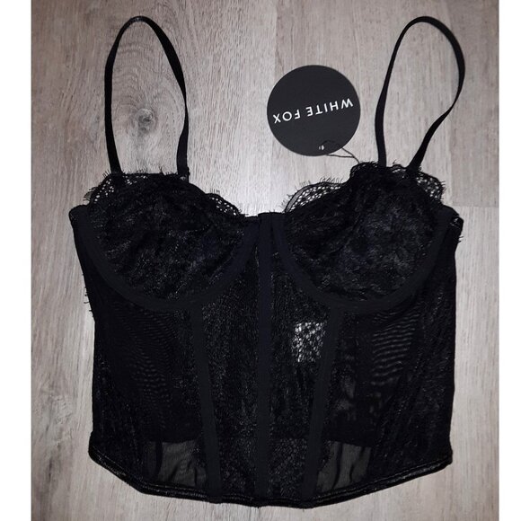 Lot of White Fox Bustier Corset Tank Tops Size Small Black Lace Corduroy Silver - Picture 3 of 8